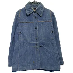 ジャケット 15 L程 ブルー スナップボタン 裏チェック マルチポケット アウター 古着卸 アメリカ仕入 a612-8080