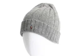 【お得なクーポン配布中!】 90s ポロ ラルフローレン ニット キャップ フリーサイズ / オールド ラム ウール ワンポイント ニット帽 ワッチ ビーニー 帽子 リブ編み 灰