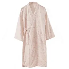 レディース 甚平 パジャマ 花柄 部屋着 ルームウェア ワンピース 綿100％ コットン ダブルガーゼ 前開き 肌に優しい ポケット付き ゆったり 吸湿性 白 pjm-021