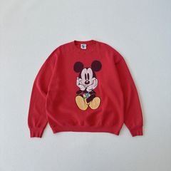 90s USA製 ディズニー 頬杖 ミッキー 両面プリント スウェット
