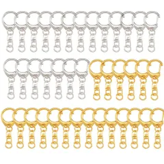 【特価セール】40個入り回転カン付き ハンドメイド キーリング キーホルダー金具 アクセサリー DIY 手芸用品 パーツ ゴールドシルバー