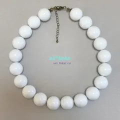 レトロ 大玉ネックレス 20mm 　③ホワイト