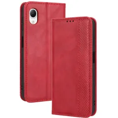Galaxy A23 5G ケース 手帳 SC-56C SCG18 ギャラクシーa23 チェック柄 合革 レトロ 手帳 ケース 【Color】 レッドのサムネイル