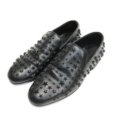 【中古B】JIMMY CHOO ジミーチュウ 40 1/2 25.5cm メンズ スタッズ ローファー 黒 レザー 中古B 古着