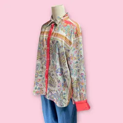 ザラ　総柄シャツ　ブラウス　ナイロン　花柄　ペイズリー　オレンジ