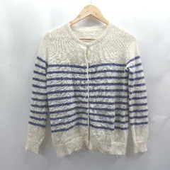 ◇ ⊇ haupia ハウピア ボーダー柄 長袖 カーディガン サイズ38 アイボリー ブルー系 レディース E  【1503310013238】