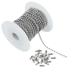 大人気　32.81フィートのステンレススチールボールチェーン、20個のコネクター付きの宝石メイキングDIYクラフトハンギングデコレーション用ビーズネックレスチェーン、シルバー [PATIKIL]
