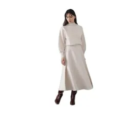 [ナチュラルビューティーベーシック] カジュアルドレス ダブルフェイスニットセットアップ レディース オフ