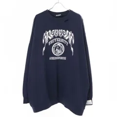 RAF SIMONS ラフシモンズ 22SS Destroyed ダメージ加工カレッジプリントオーバーサイズスウェットトレーナー 221-M167 ネイビー 2のサムネイル