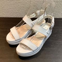 ★お盆期間限定価格★  クリスチャンディオール ChristianDior カナージュ 厚底 サンダル シューズ プラットフォーム レザー 白 ホワイト [34.5] 約21.5cm L706