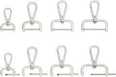 PH PandaHall ナスカン Dカン ネジ式 360度回転 4サイズ 合金製 8個セット キーホルダー金具 高質 レトロ 取付分解簡単な キーリング アクセサリーパーツ 車 自転車 家の鍵 シルバー( シルバー)