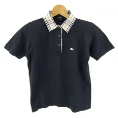 バーバリーロンドン ポロシャツ トップス ノバチェック コットン レディース Sサイズ ネイビー BURBERRY LONDON 【中古】