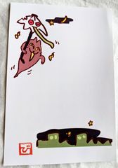 ねこ猫ハンドメイド♡おばけネコ「空とぶから傘オバケ」ポストカード２枚セット