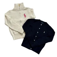 POLO Ralph Lauren ポロ ラルフローレン ニットカーディガン ニット 2枚セット 紺 白 上着 キッズ Sサイズ 7歳 130cm