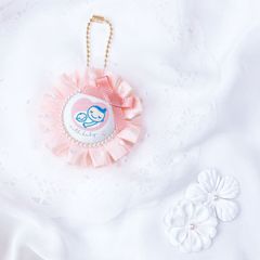 ハンドメイド　両面マタニティマーク　チュールロゼット　サーモンピンク　チェリー　完成品