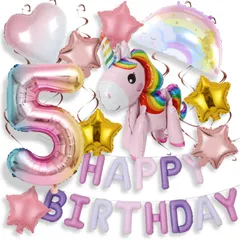 誕生日 風船 飾り付け ユニコーン 誕生日 祝い 誕生日 バルーン パーティーバルーン HAPPY BIRTHDAY アルミフィルムバルーン バースデーパーティー ピンク