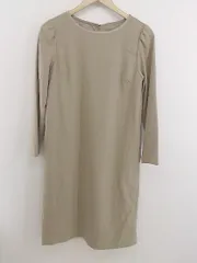 ◇ NATURAL BEAUTY BASIC パイピング 長袖 膝丈 ワンピース サイズL ベージュ レディース P  【中古】 【1209200002695】