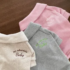 レタリングカラースウェットTシャツ　韓国　犬　服　襟　スウェット　刺繍