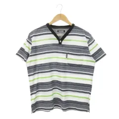 ユーピーレノマ U.P renoma UNIFORME PRESTIGE Tシャツ カットソー Vネック 半袖 マルチボーダー M グレー /AH10 ☆