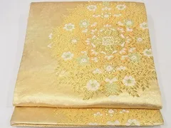 平和屋着物◎六通柄袋帯　唐織　花丸文　金糸　正絹　逸品　AAAF6964Asg