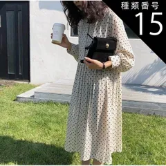 種類15：レッド/3XL ワンピース 膝下 ロング ロング丈 長袖 襟なし ボタン かわいい 大人可愛い きれいめ カジュアル 大人 おしゃれ お洒落 レトロ 大人可愛い 大人女子 こなれ感 ラフ ラブリー キュート ドット柄 春 秋 20代 30代 レディー