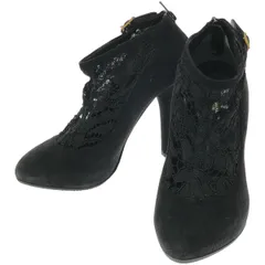 DOLCE&GABBANA ドルチェ＆ガッバーナ ピンヒールレーススウェードショートブーティ ブーツ 10958 ブラック 36 1/2のサムネイル