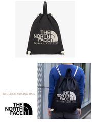 THE NORTH FACE ノースフェイス ビッグロゴ ストリングバッグ ナップザック 旅行 巾着袋 着替え 収納 ブラック色 海外限定