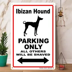 雑貨【Ibizan Hound/イビザンハウンド】 Parking / パーキング / Dog / 犬 / 警告 / ヤードサイン / メタルプレート / ブリキ看板 / メタルポスター / -130のサムネイル