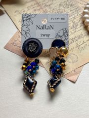 529≫レトロボタンの2wayピアス