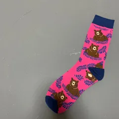 生き物シリーズ　ピンククマ柄靴下　〜可愛いクマの靴下〜　レディースソックス