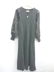 ◇ ⊇ ◎ ●未使用● Bab バブ オーガンジー 長袖 ロング丈 ワンピース サイズS ブラック レディース E  【1502180030888】