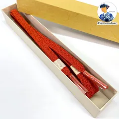 夏レース帯締め 渡敬謹製 正絹 濃いオレンジ 着物 kimonolove【未使用品 新古品ス】377