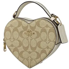 コーチ COACH シグネチャー ハンドバッグ 2WAY ショルダーバッグ ハート型 ハンドバッグ コーティングキャンバス ベージュ ホワイト CJ450 レディース 【中古】