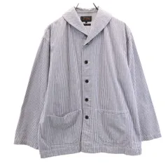 BEAMS PLUS ビームスプラス ストライプ柄 ショールカラー カバーオール S グレー ジャケット メンズ 古着