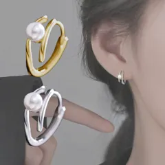 内径8mm フープピアス 1粒 パール 小さめ つけっぱなし 高見え ゴールド シルバー