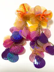 14 Kメッキ　フラワータッセルデザイン　ピアス