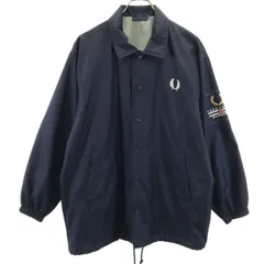 FRED PERRY フレッドペリー コーチジャケット M ネイビー 裏トリコット メンズ 古着