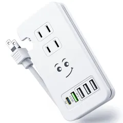 素直な虹 電源タップ USBコンセント 【1つUSB-C PD 急速充電ポート・1つQC3.0 急速充電 ポート・３個USB充電ポート・3つACコンセント・PSE認証済】 電源ケーブル30cm PD3.0 対応 ACアダプター ?iPhone/Xperia 1