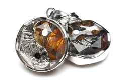 パラサイト隕石 15x15mm 六芒星 太陰太極図 ペンダントトップ 1個売り パワーストーン 天然石 _PR3445