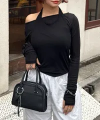 DEVICE  3連チャーム付き ヴィンテージライク 2way ラウンドミニボストンバッグ DTG25036