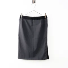 D&G DOLCE&GABBANA ドルチェ&ガッバーナ ベルベットトリム ウールタイトスカート 24/38 ブラック┃ドルガバ【2400014608854】のサムネイル