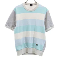 CLUB adidas クラブ アディダス 70s 80s ヴィンテージ ボーダー柄 半袖 スウェット S グレー デサント メンズ 古着