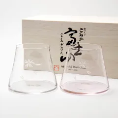 【手づくり江戸硝子】 ビールを注ぐと富士山が現れる！ 田島硝子 富士山 宝永グラス ペア 木箱付 クリア＋さくら色のサムネイル