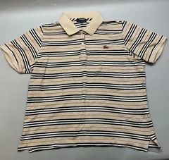 N2 BURBERRY LONDON バーバリーロンドン ポロシャツ ノバチェック ボーダー ナイトロゴ刺繍 サイズ4 ベージュ Lサイズ？