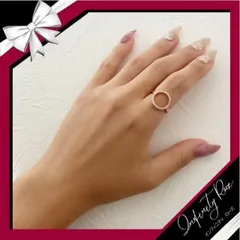 （R015P）16号 ピンクゴールドクリ抜きお洒落なまんまるクリスタルリング