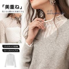 美品 杉本プリーツトップス レース調伸縮Fサイズ上品レディース長袖春 