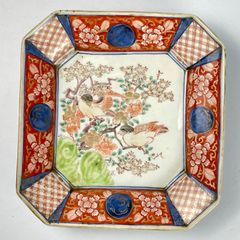 732 錦手　鳥　花　梅　鶯　古伊万里　伊万里焼　有田焼　骨董　アンティーク　角皿