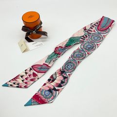 HERMES エルメス ツイリースカーフ THE SAVANA DANCE サバンナのダンス シルク100% ピンク系 ブルー系 マルチカラー 062988S 01 2017年春夏【中古】Aランク　6_178