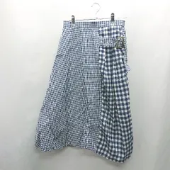 ◇ ⊂ AS KNOW AS アズノゥアズ 後ろウエストゴム 膝丈 フレア スカート サイズ表記なし ブルー系 レディース E  【1502060036924】