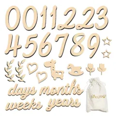 月齢カード マンスリーカード ウッドレター 記念日フォト 月齢カード ニューボーンフォト 27枚セット 木製 撮影道具 記念写真 レターバナー 出産祝い 月齢フォト 成長記録 プレゼント 月齢フォトグッズ 誕生日